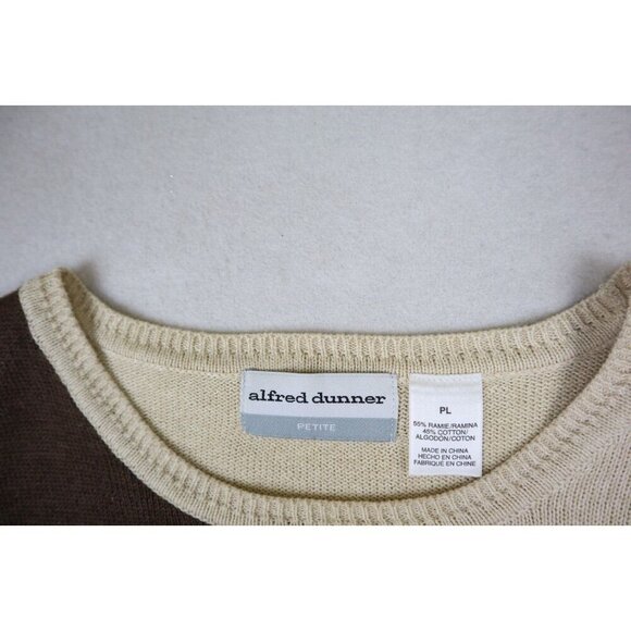 ALFRED DUNNER - WOMEN'S BEIGE FALL EMBROIDERED PULLOVER SWEATER - SIZE PL - Picture 5 of 7
